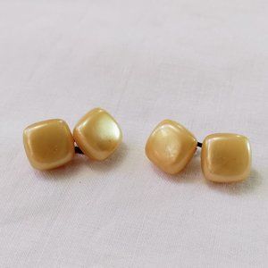 Vintage Square Plastic Yellow Double Sided Cufflinks